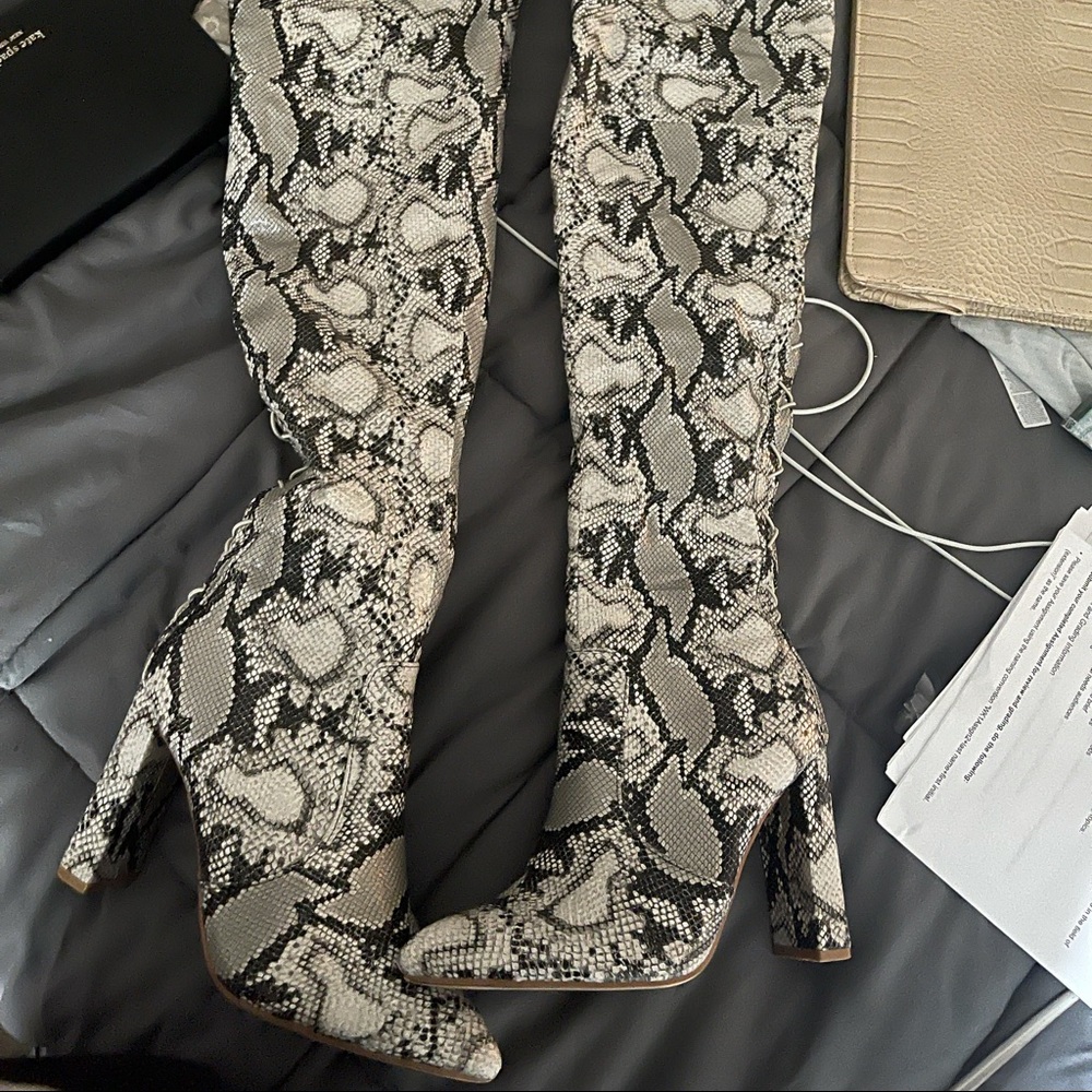 Thigh High Snake Skin Boots